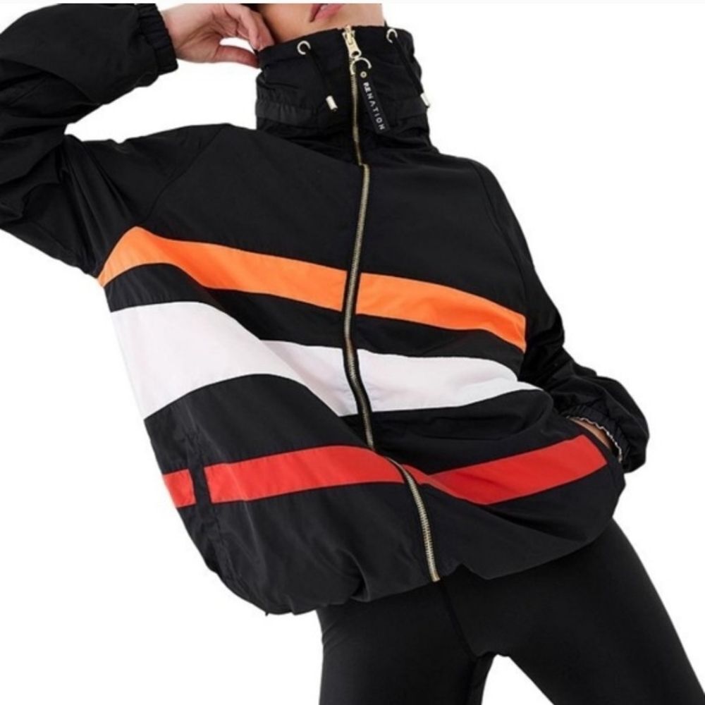P.E. Nation Reversible Stripe Legacy Oversize Hooded Jacket Nwot Size Small